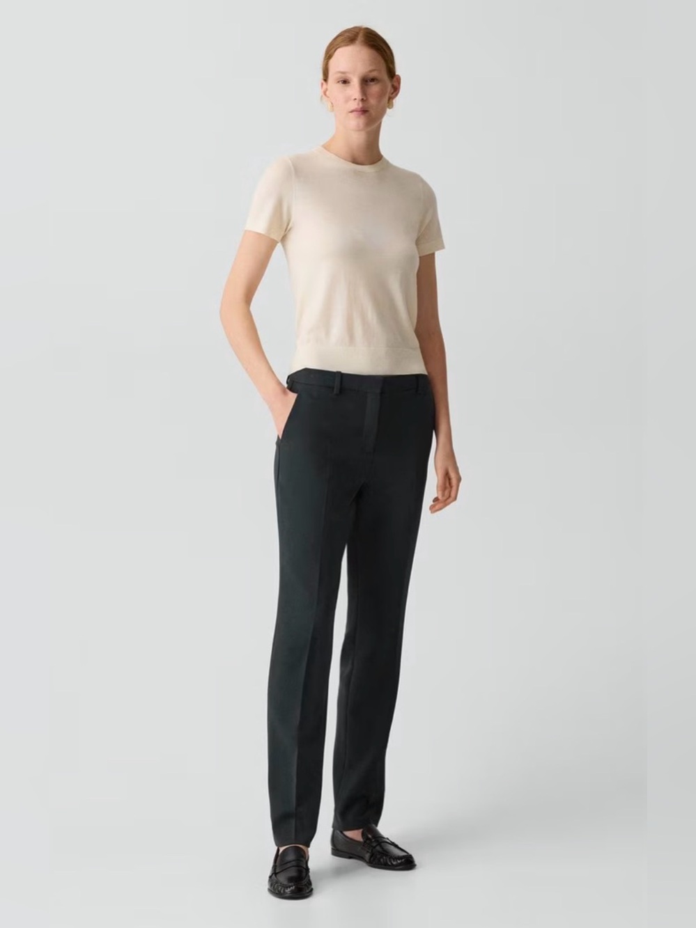 Theory Black Straight-Leg Women's Trousers